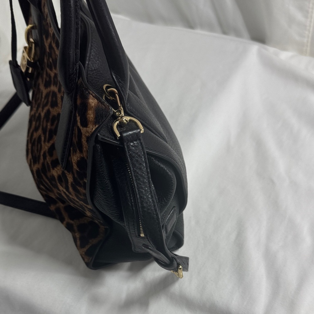 Leopard Print Leather Handbag - image 5